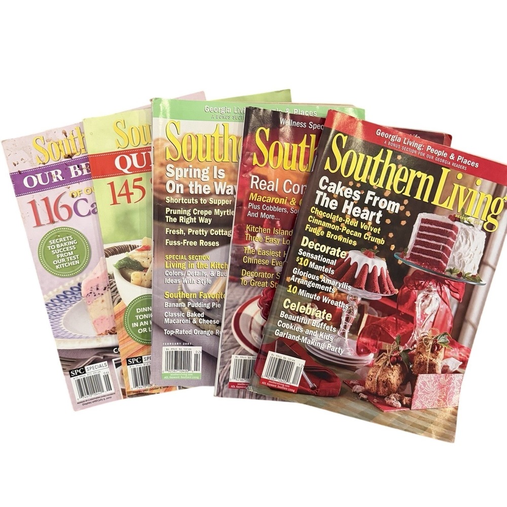 Southern Living Magazine Vintage Lot Of 5 Recipe LIfestyle Cooking‎ Home Decor
